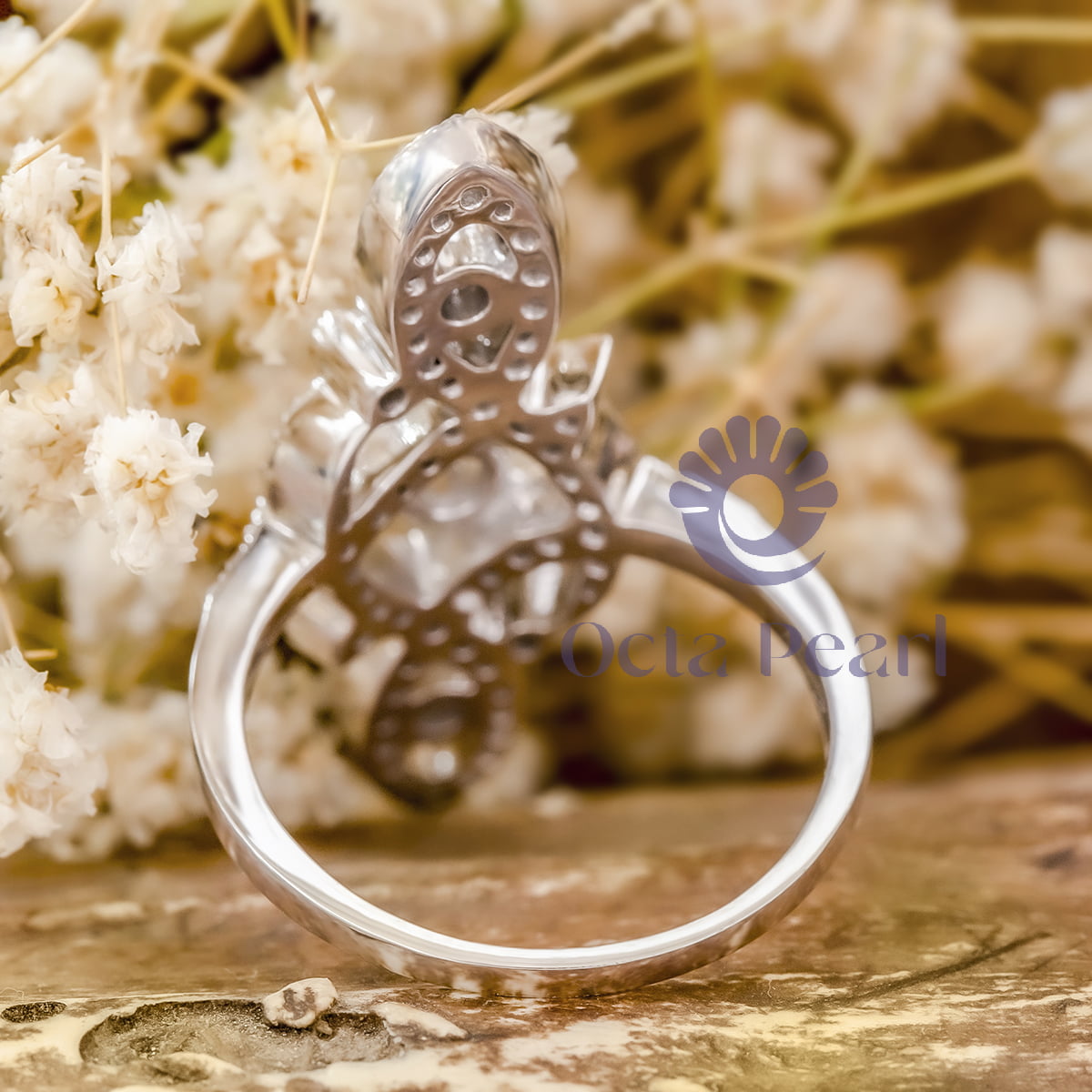 Round Cut Moissanite Milgrain Openwork Vintage Art Nouveau Wedding Ring ( 19/20 TCW )