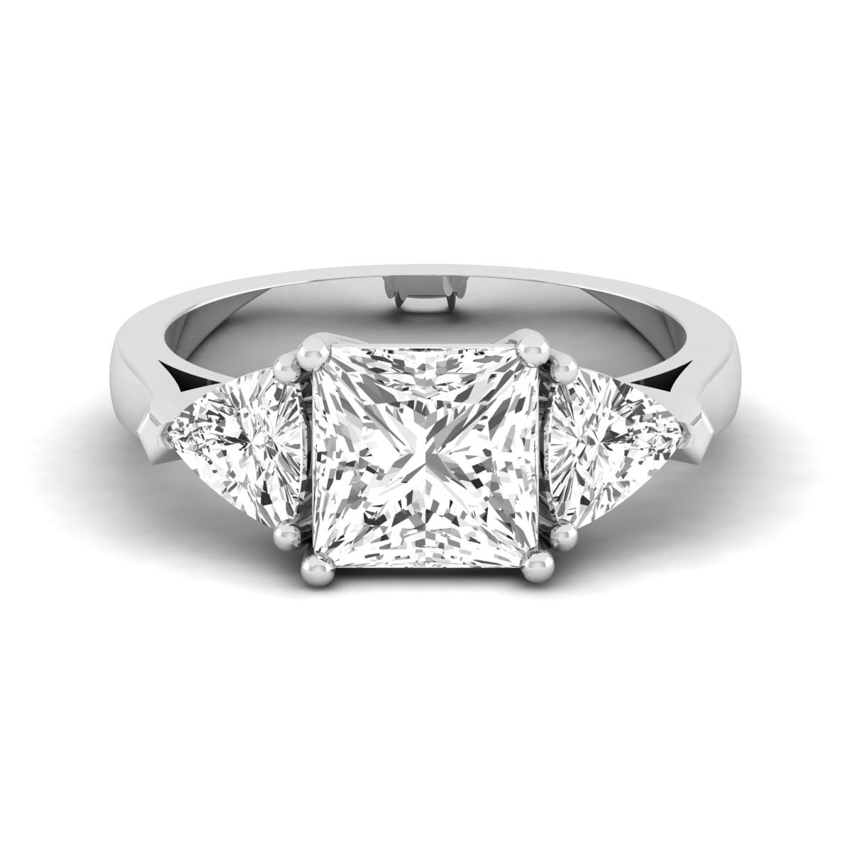 3-Stone Princess-Cut Moissanite Ring in sterling silver