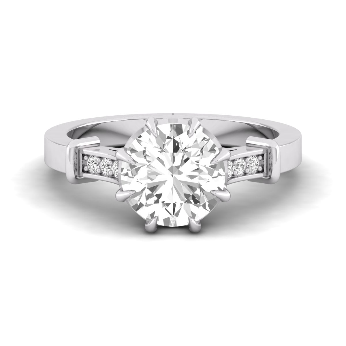 Round Cut Moissanite Claw Setting Seven Stone Engagement Ring For Women (2 5/6 TCW)