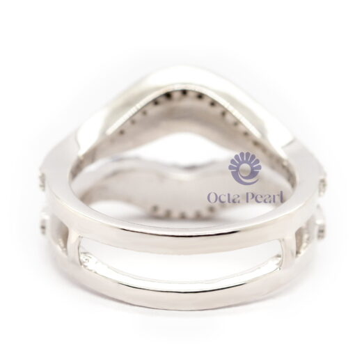 Blue sapphire & White Round CZ Stone Enhancer Guard Wedding Band Ring