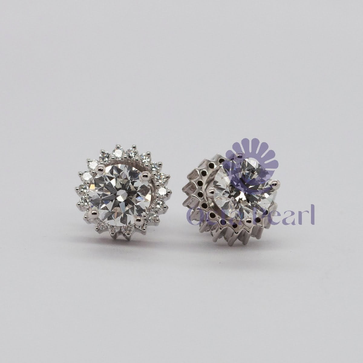 Round Cut Moissanite Removable Halo Jacket Stud Earrings (1 4/5 TCW)