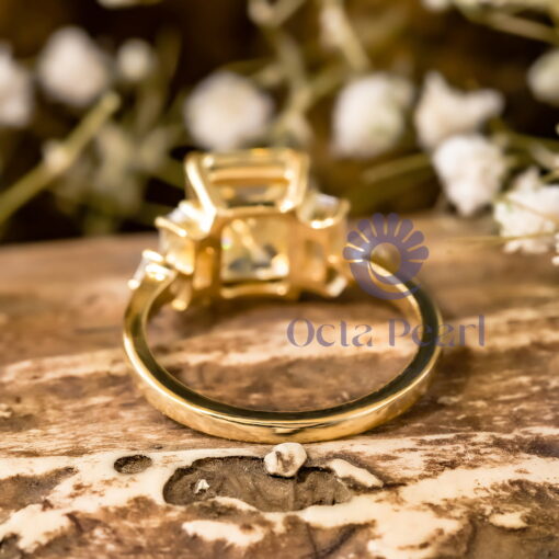 Yellow Radiant & Baguette-Princess Cut CZ Five Stone Wedding Ring