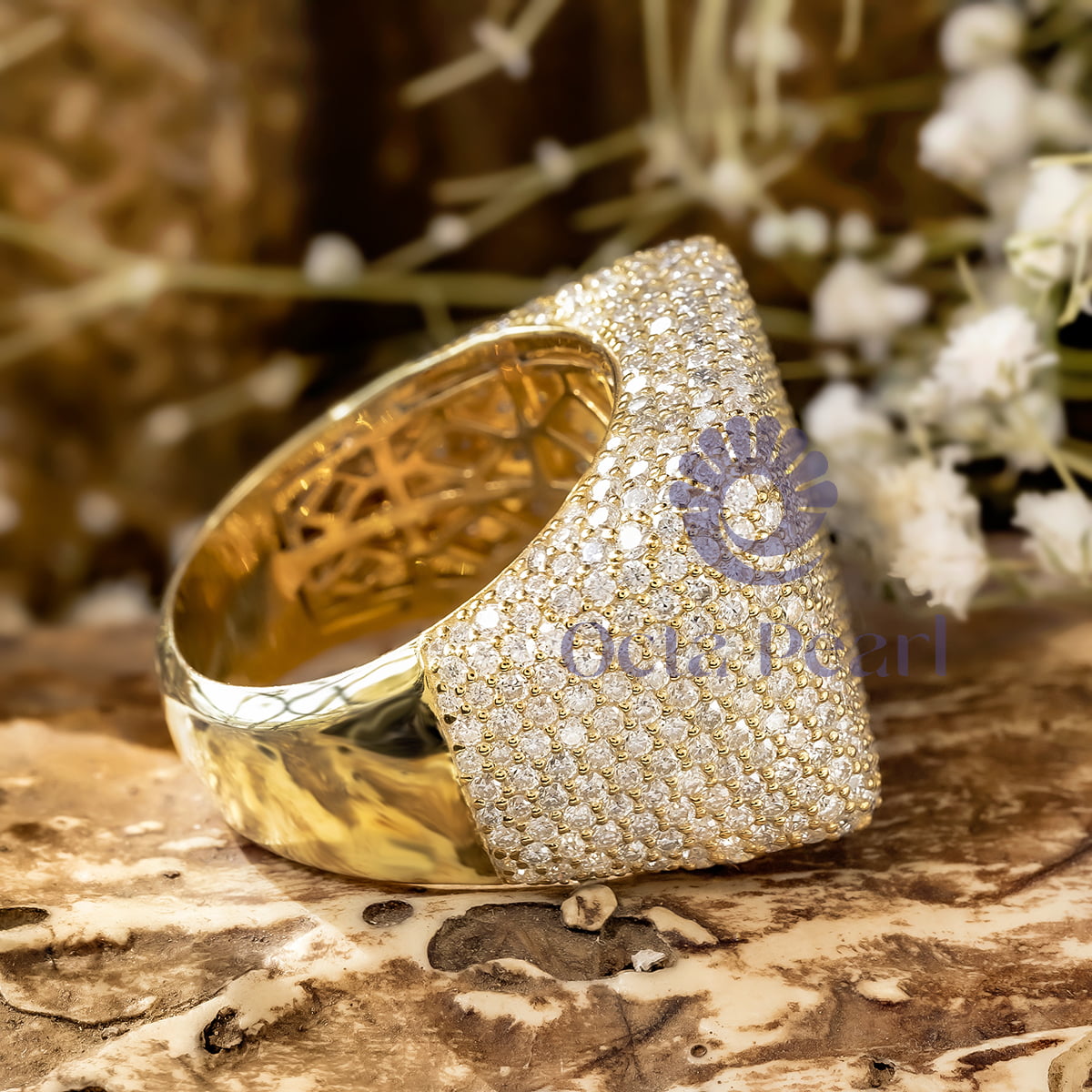 Men's Pinky Ring With Pave Setting Round CZ Stone In 925 Silver