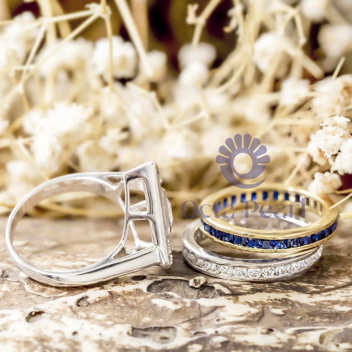 Kite Shape Stackable Bridal Ring Set