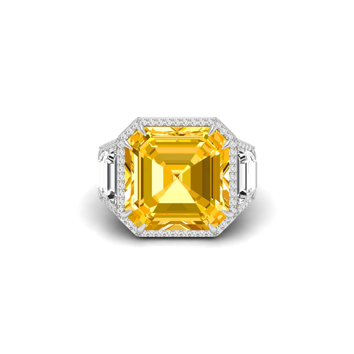 Yellow Three-Stone Cocktail Wedding Ring