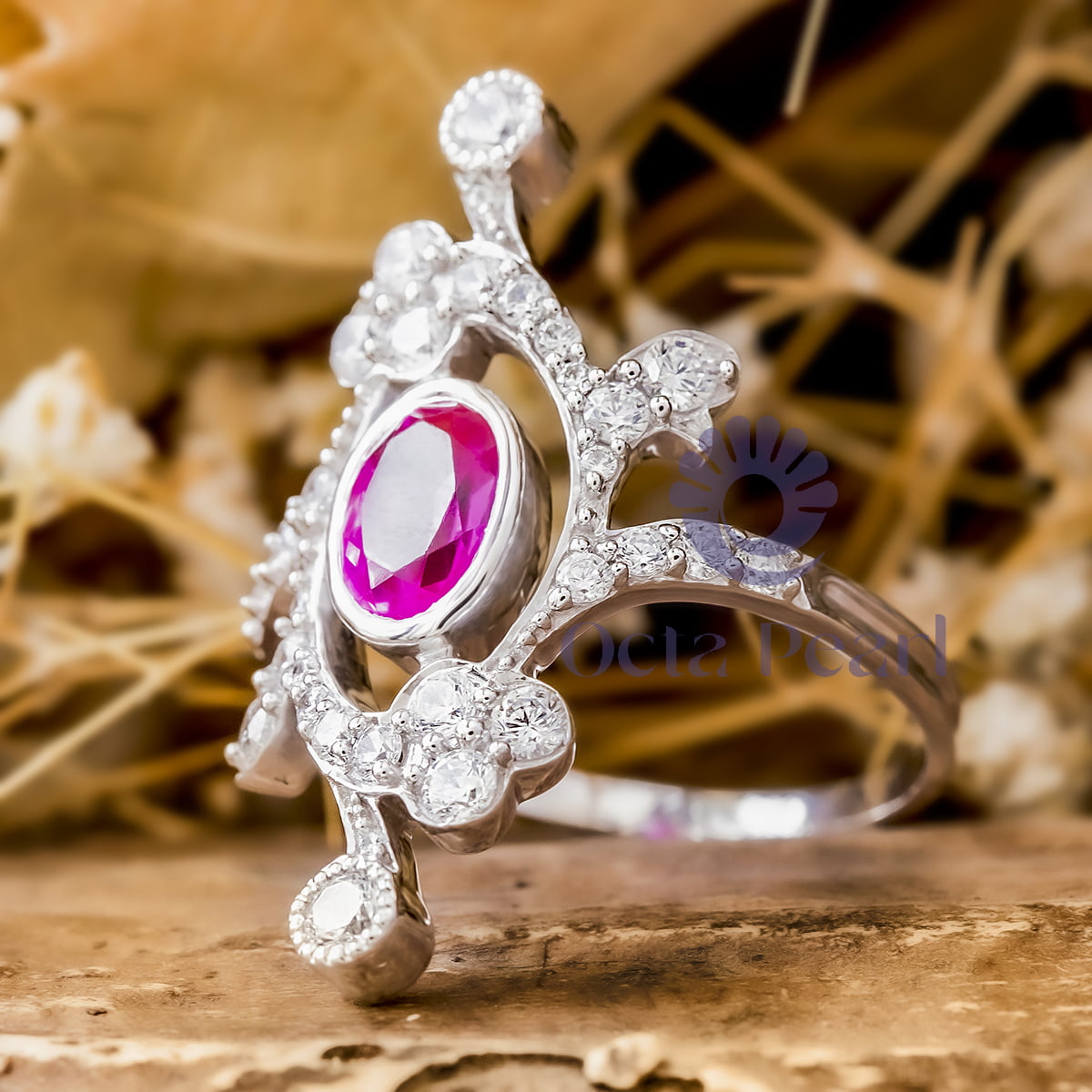 Pink Vintage-Style Nouveau Ring For Women