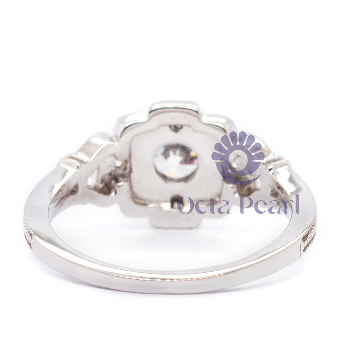 Round Cut Moissanite Milgrain Art Deco Edwardian Wedding Ring (2/3 TCW)
