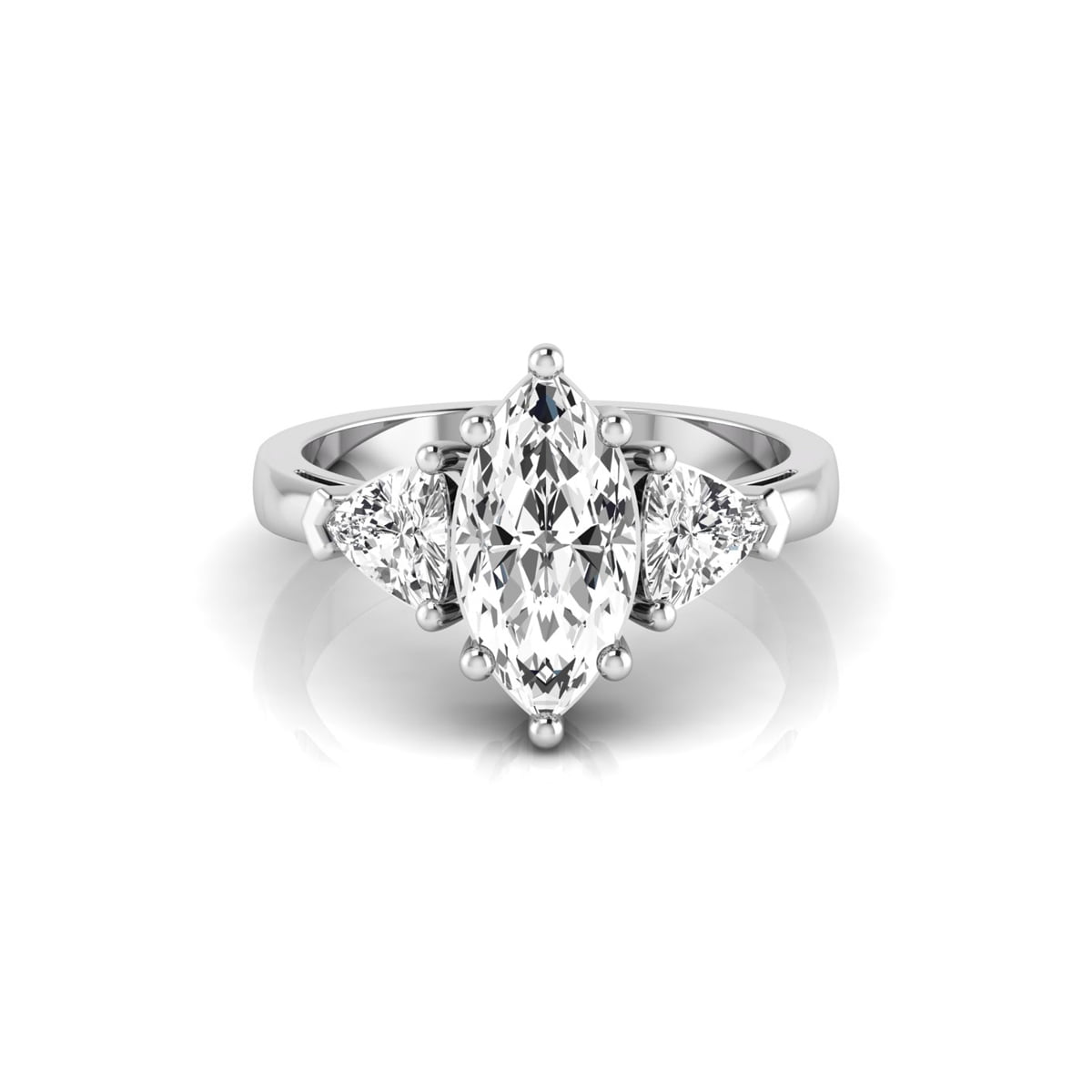 Marquise & Trillion Cut Moissanite Three Stone Engagement Ring For Women (2 1/3 TCW)