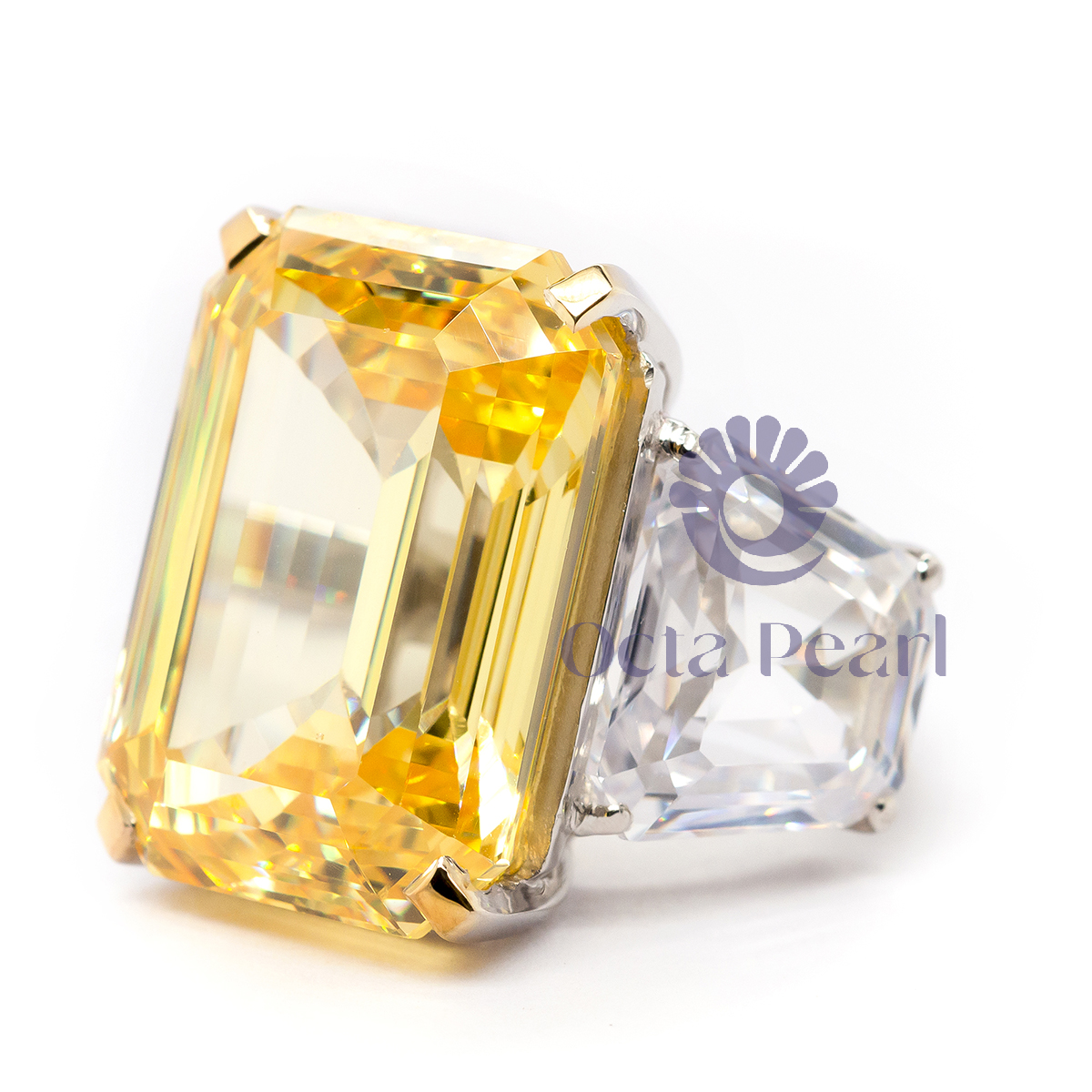 Yellow Square Cocktail Engagement Ring
