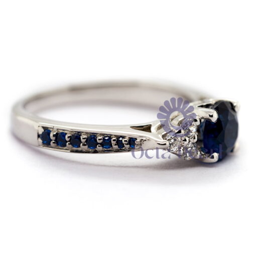 Blue Sapphire CZ Ring With Accent