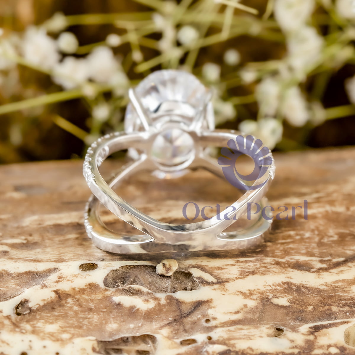 Oval & Round Cut Moissanite Split Shank Fashionable Wedding Proposal Ring (6 3/10 TCW)