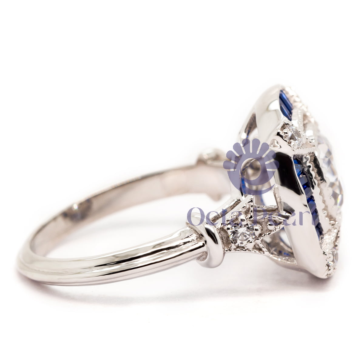 Vintage Style Old Mine Cut Moissanite Ring