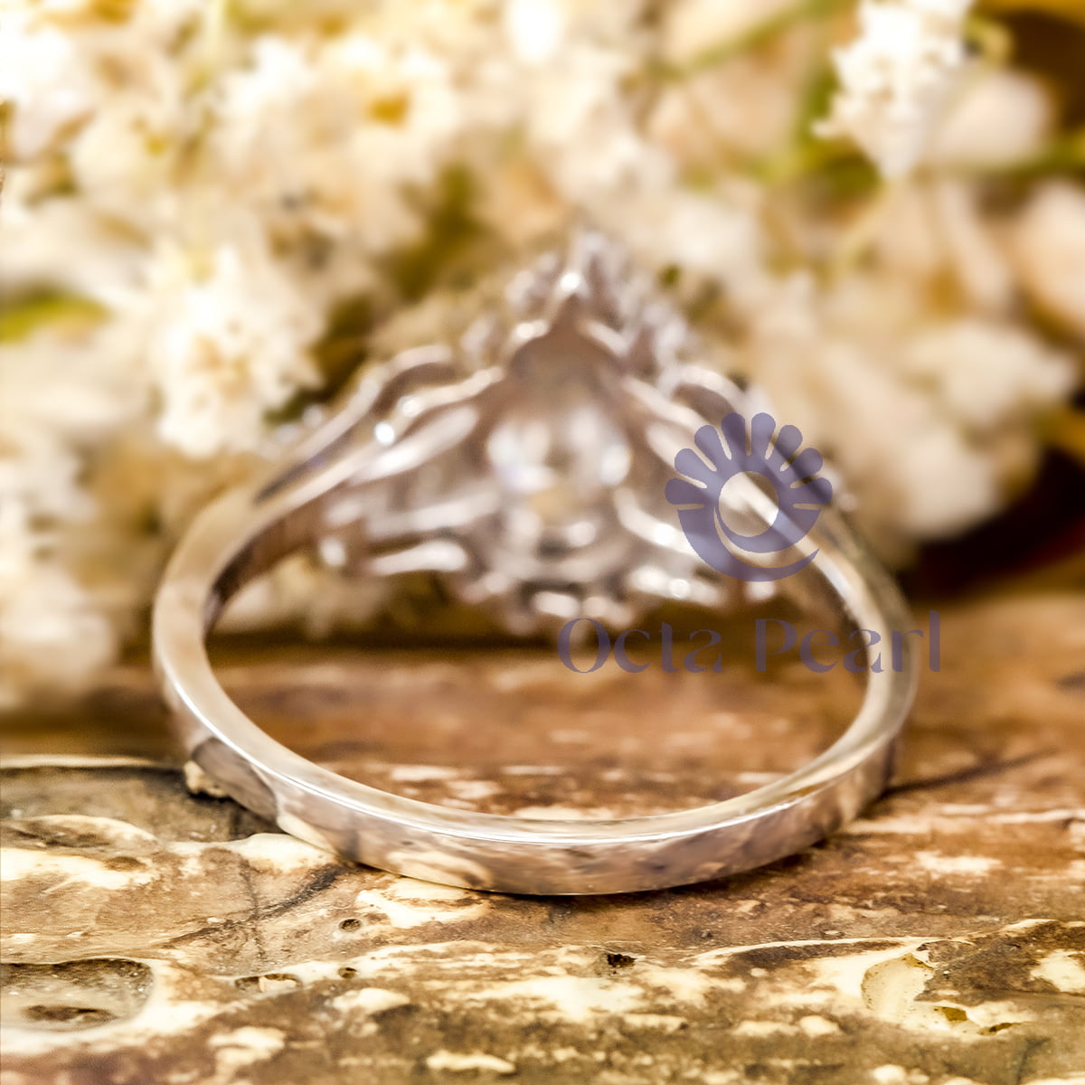 Pear & Baguette Cut CZ Stone V Shape Channel Setting Wedding Bridal Ring