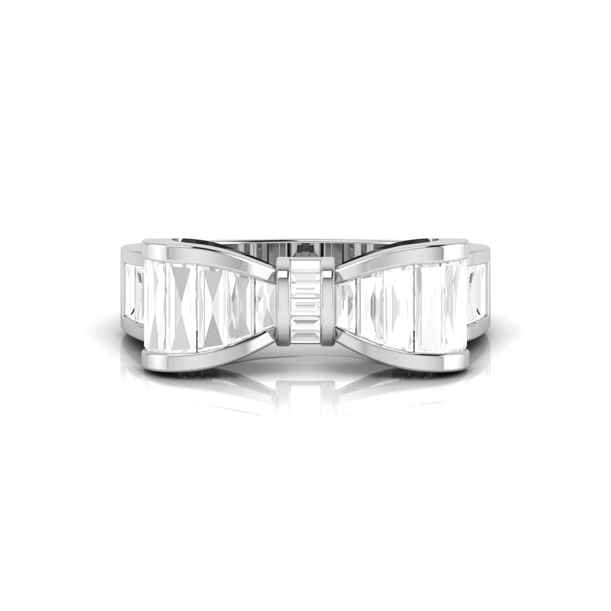Baguette Cut CZ Stone Channel Setting Bow Engagement Ring
