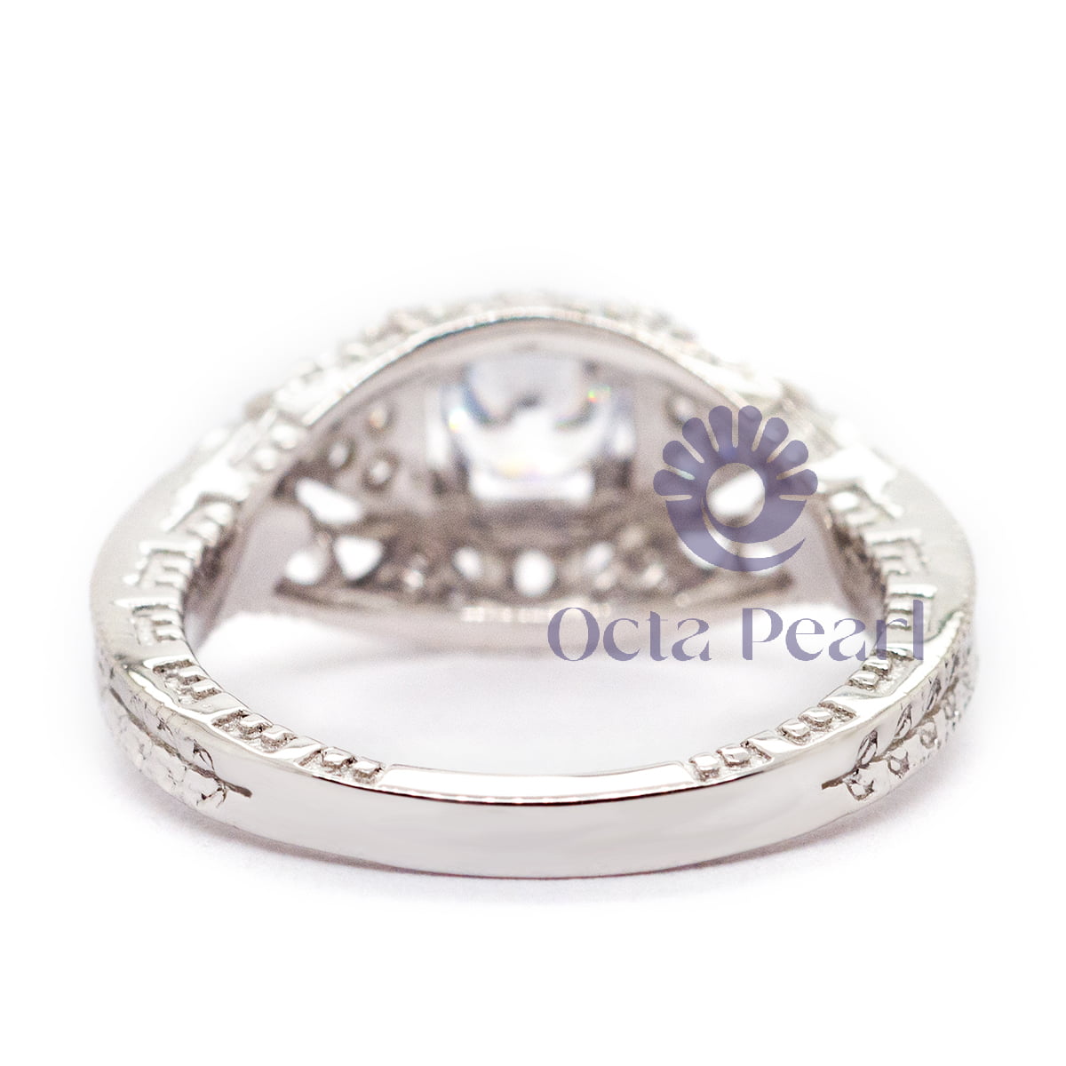Round Cut Moissanite Art Deco Vintage Engagement Wedding Ring (5/7 TCW)
