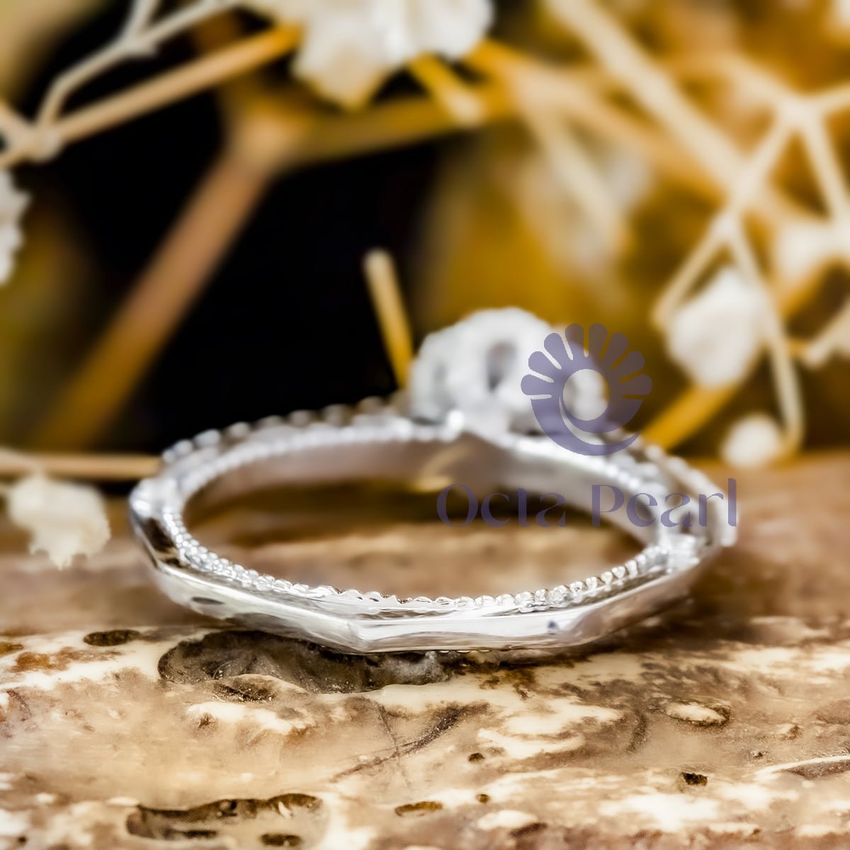 Round Cut Moissanite Milgrain Wedding Engagement Ring (1 2/5 TCW)