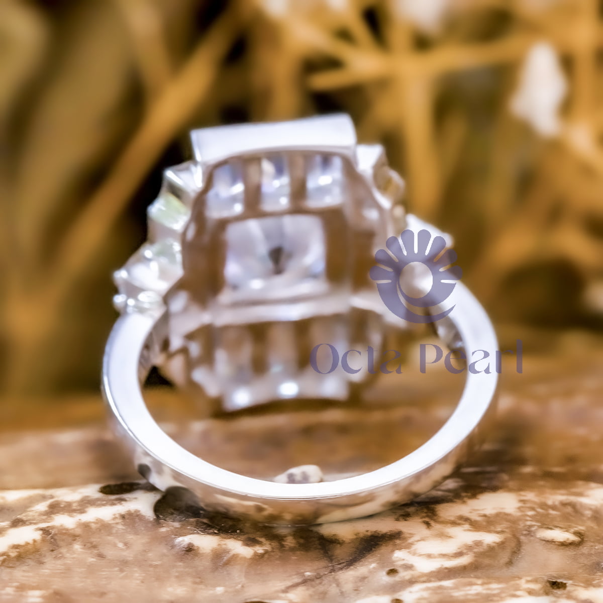 Old European & Baguette Cut CZ Stone Wedding Anniversary Gift Ring