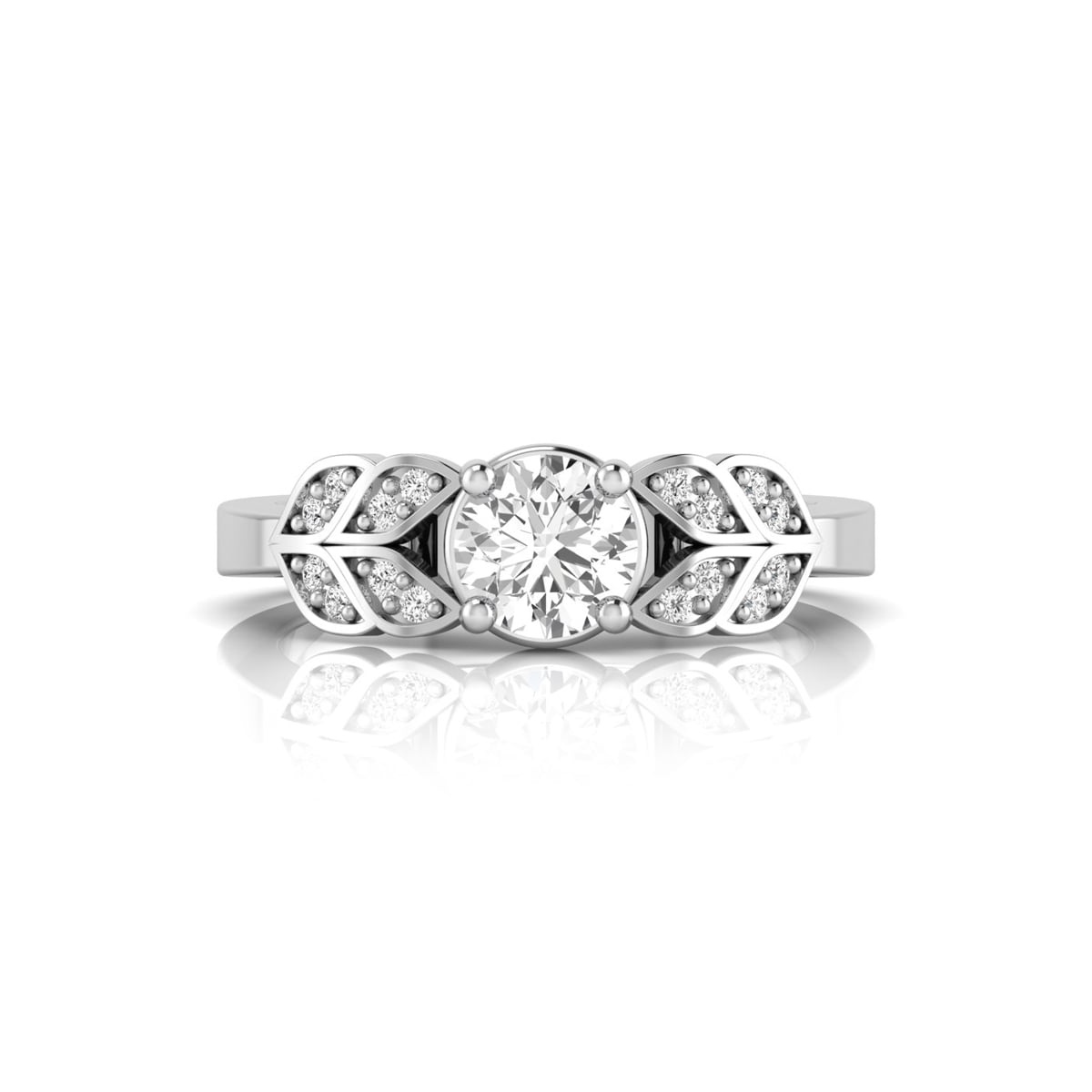 Beautiful Round Cut Moissanite Leaf Inspire Wedding Proposal Ring For Women