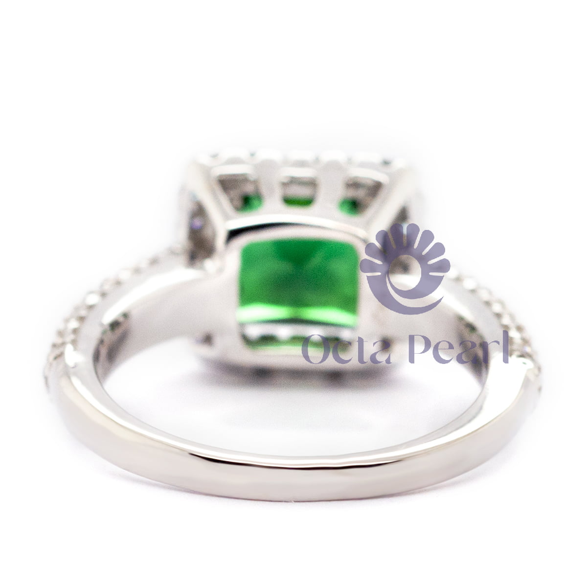 Green Princess Cubic Zirconia Stone Halo Engagement Wedding Ring ( 2 1/2 TCW )