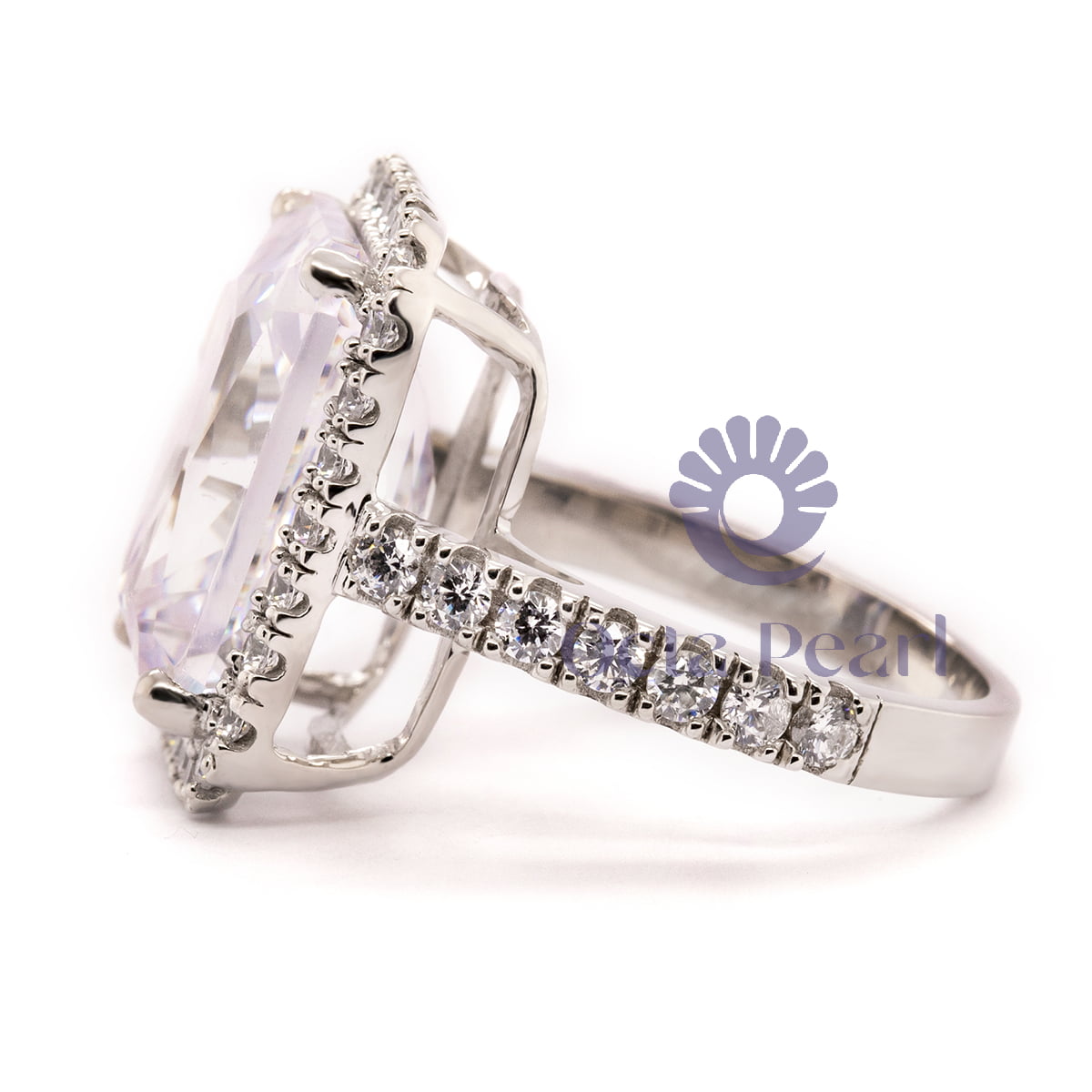Radiant Cut Wedding Ring With Diamonds Halo