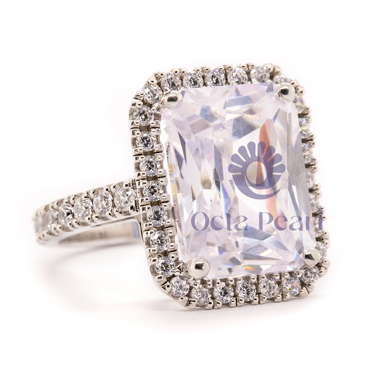 Radiant Cut Wedding Ring With Diamonds Halo