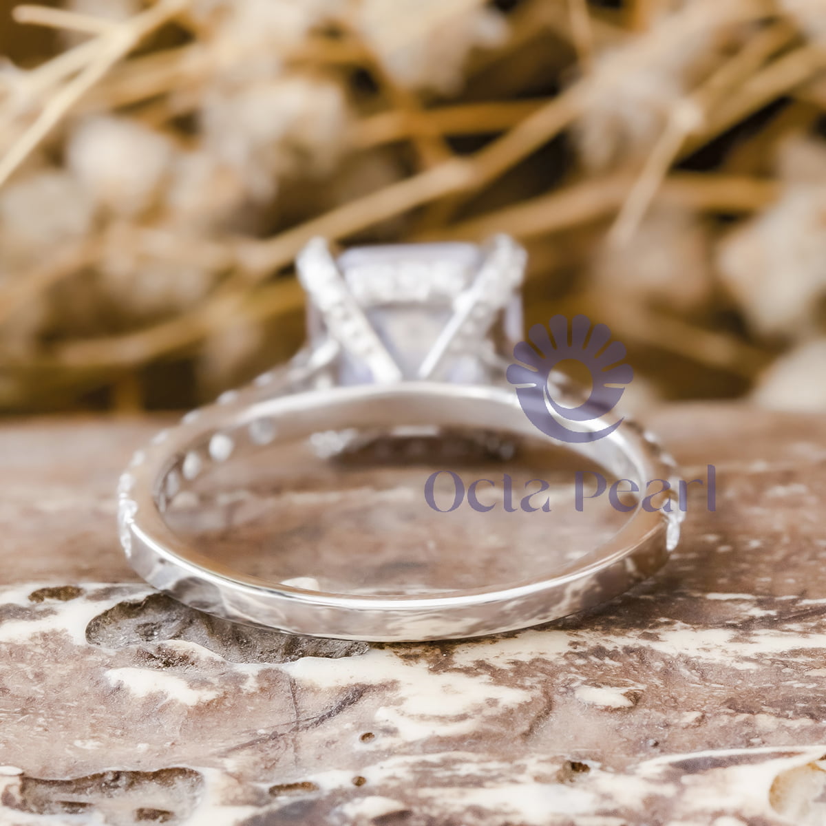 Asscher Cut White Gold Engagement ring