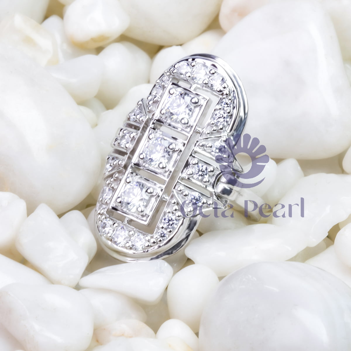 Vintage-Inspired Three Stone Wedding Ring