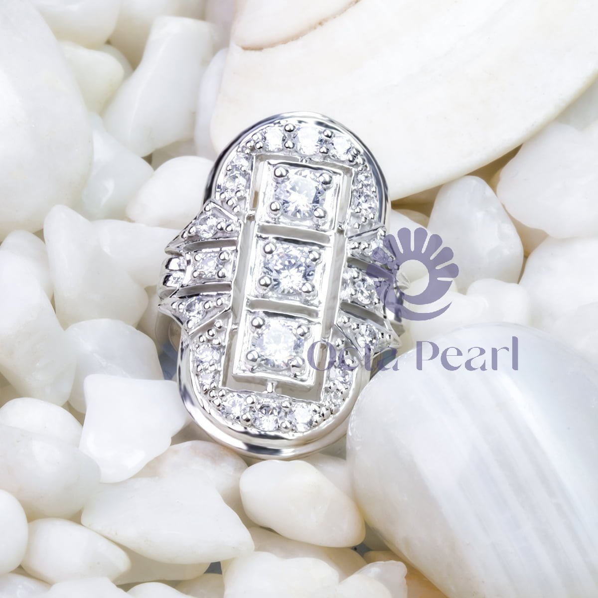 Vintage-Inspired Three Stone Wedding Ring for women