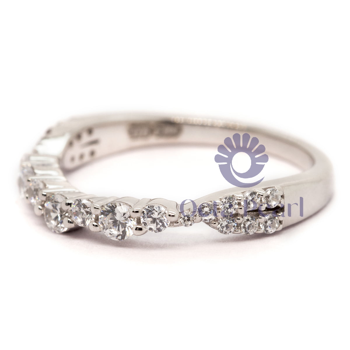 Round Moissanite Curved Band For Wedding