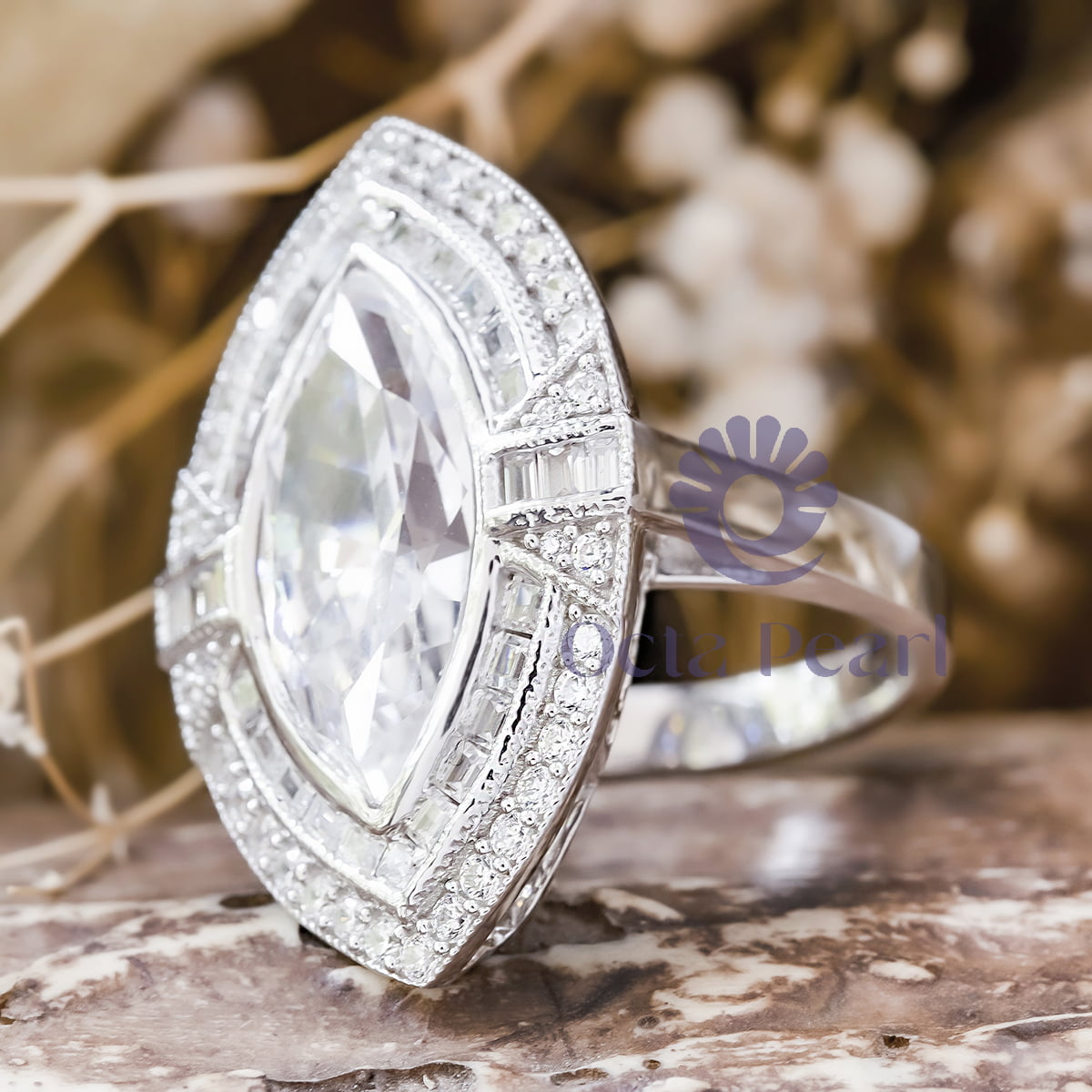 Marquise Cut Double Halo Engagement Ring