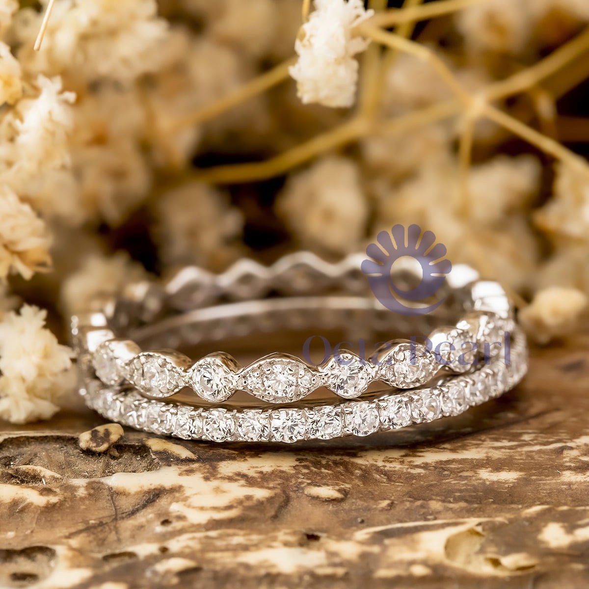 Round Moissanite Stackable Eternity Band