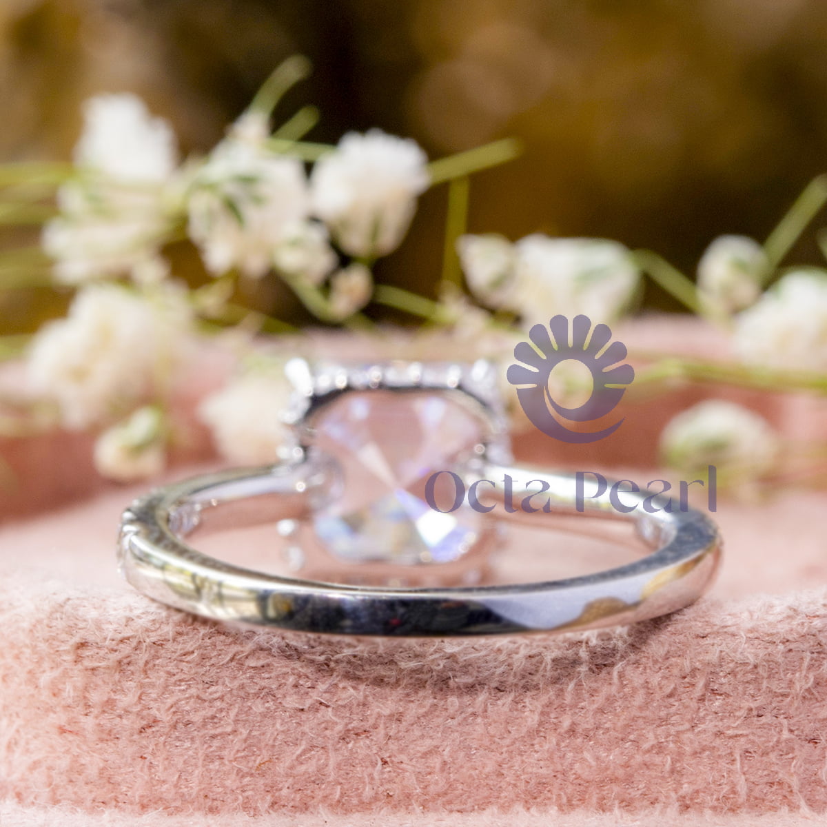 Asscher-Cut Hidden Halo Wedding Ring