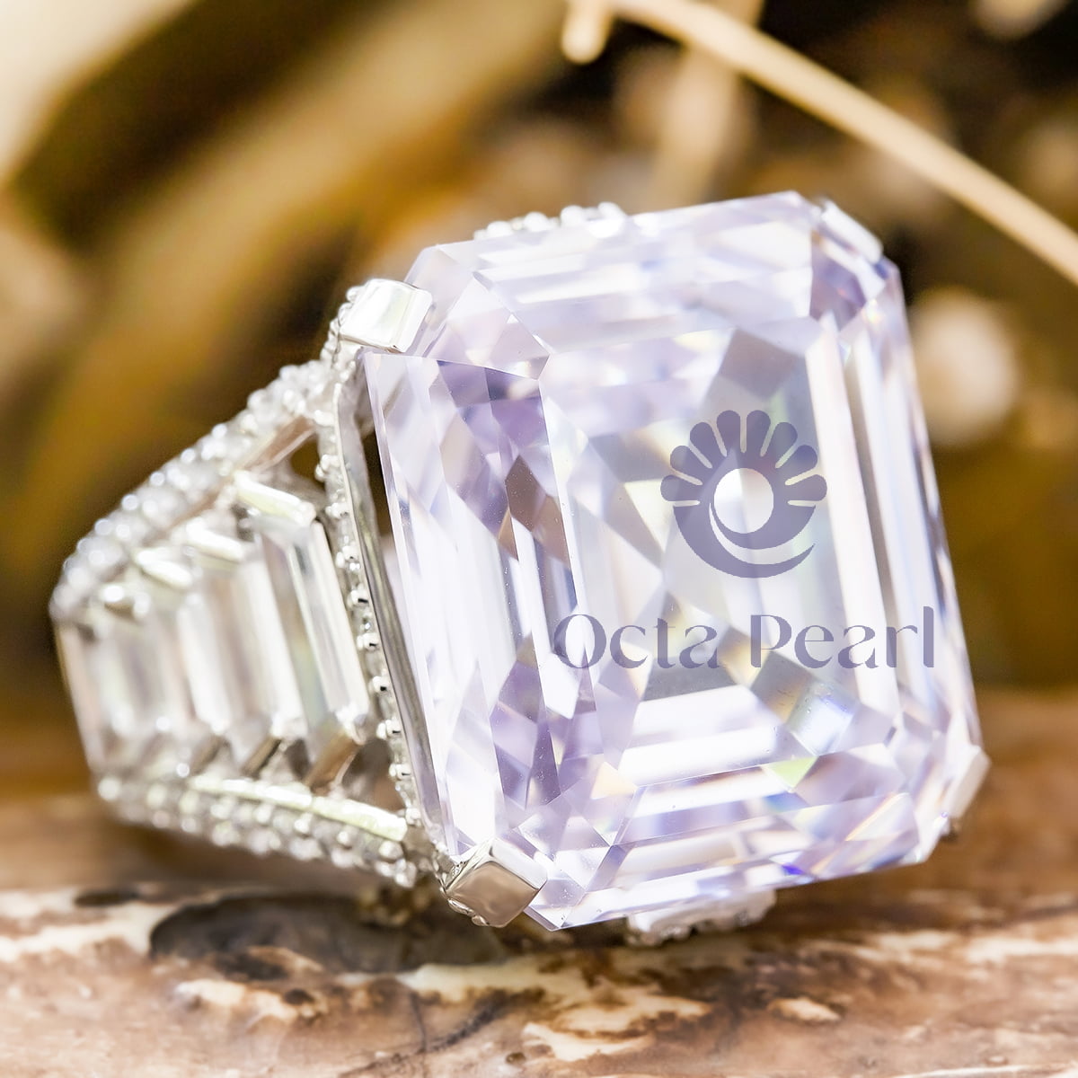 Purple Emerald-Cut Cocktail Party Ring