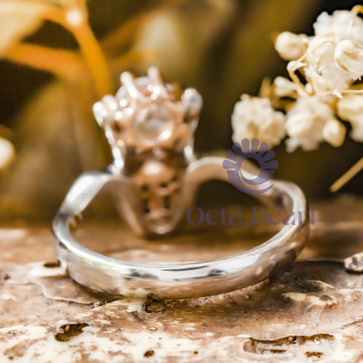 Round Cut CZ Stone Frog Ring For Birthday Gift