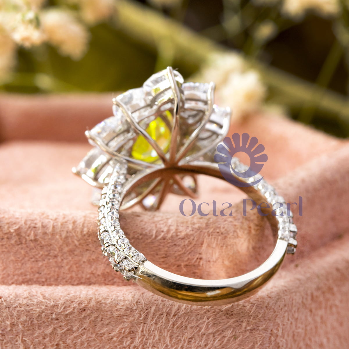 925 Silver Yellow CZ Cocktail Ring For Women