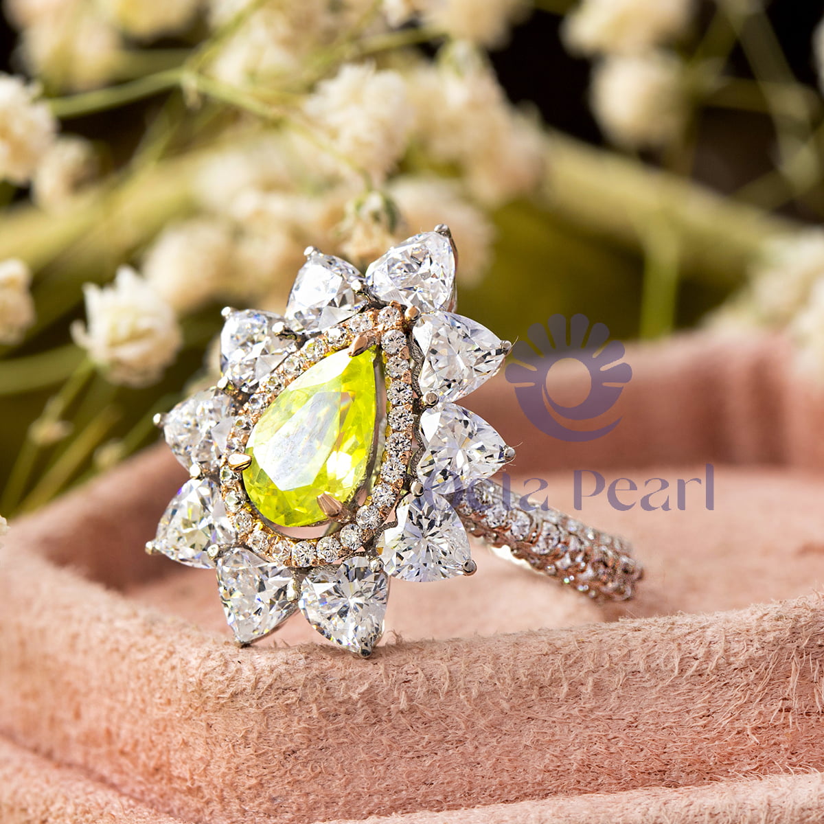 925 Silver Yellow CZ Cocktail Ring For Women
