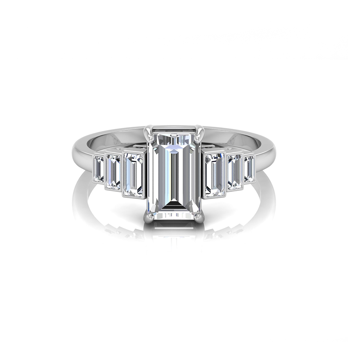 5-Stone Wedding Ring in Emerald-Cut CZ