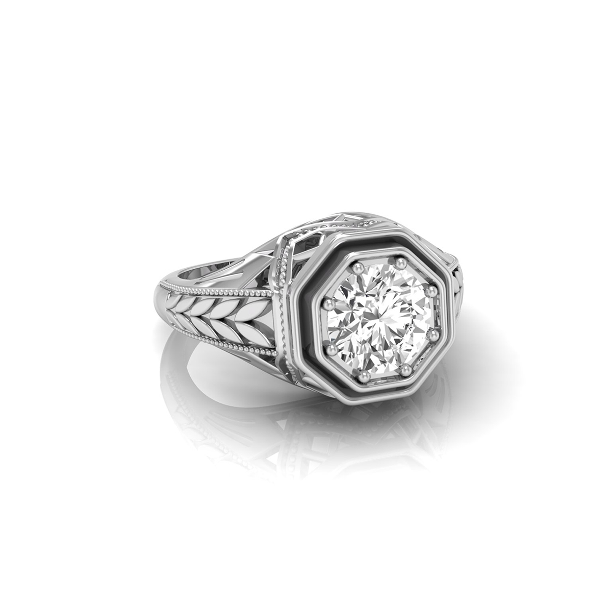Art Deco-Inspired Solitaire Ring With Milgrain