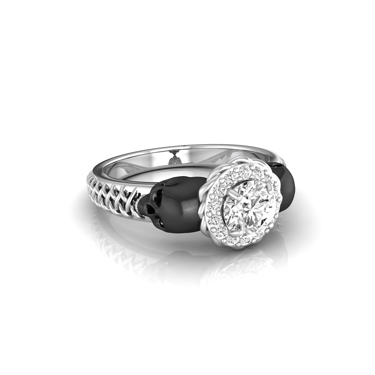 Halo Braided Shank Moissanite Ring