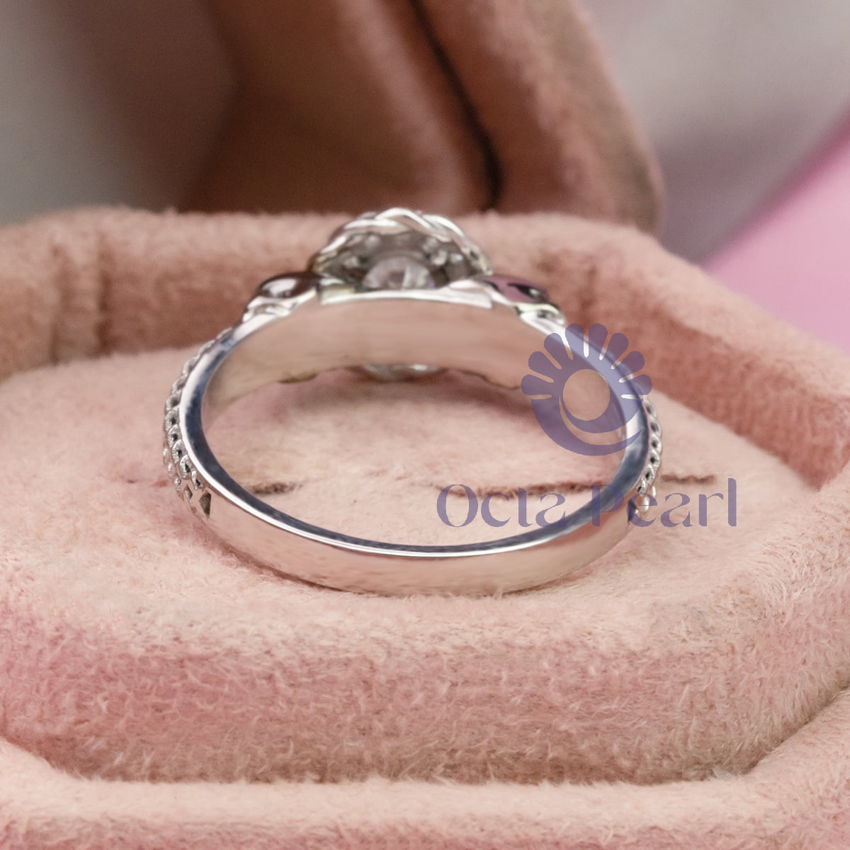 Halo Braided Shank Moissanite Ring
