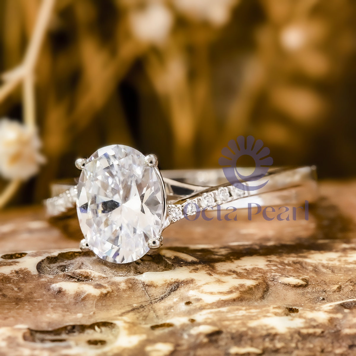 Twisted Shank Oval Moissanite Engagement Ring