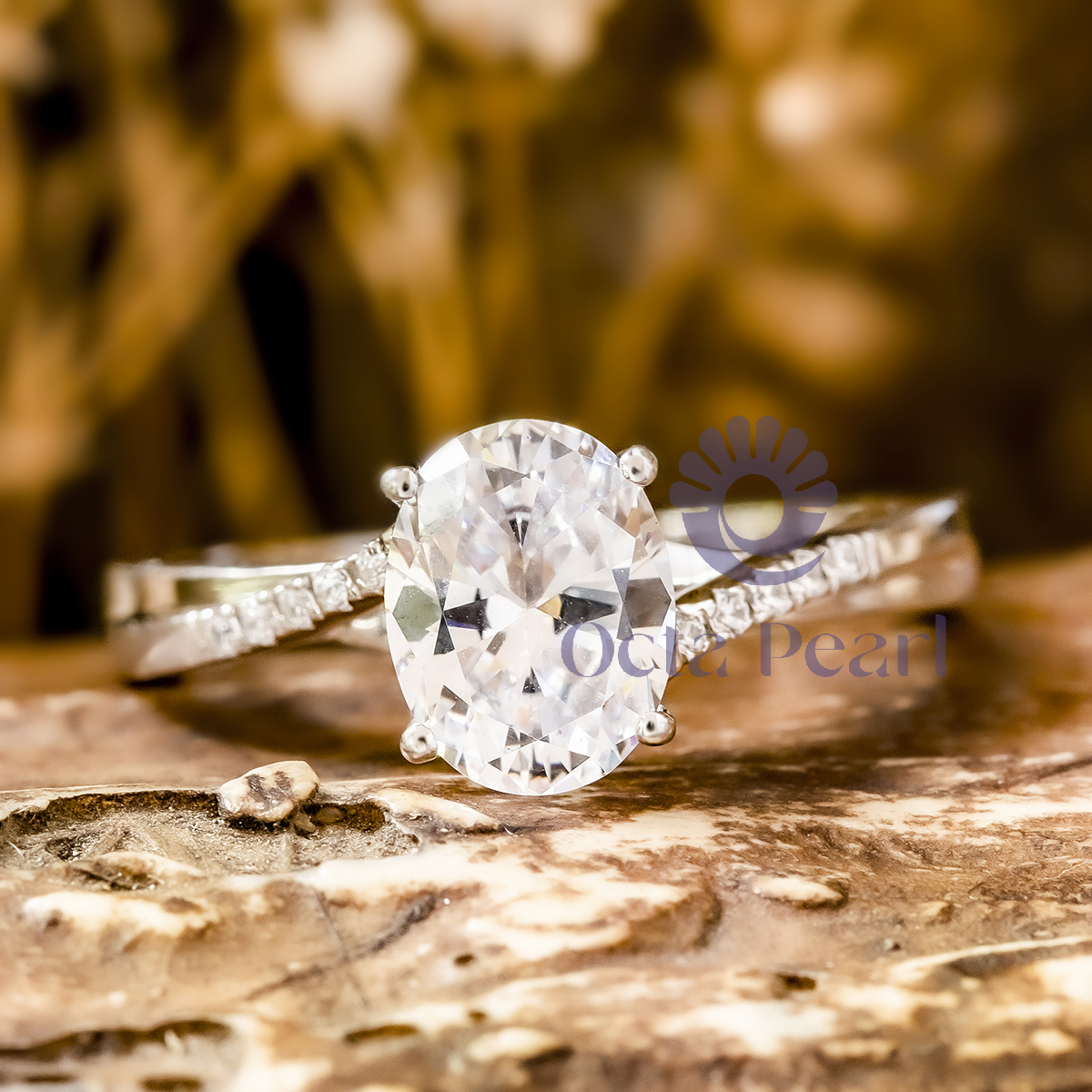 Twisted Shank Oval Moissanite Engagement Ring