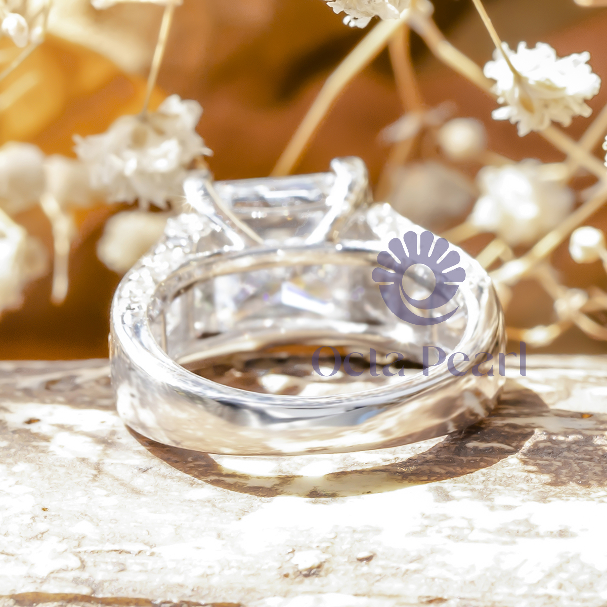 Channel Setting Princess CZ Stone Wedding Ring