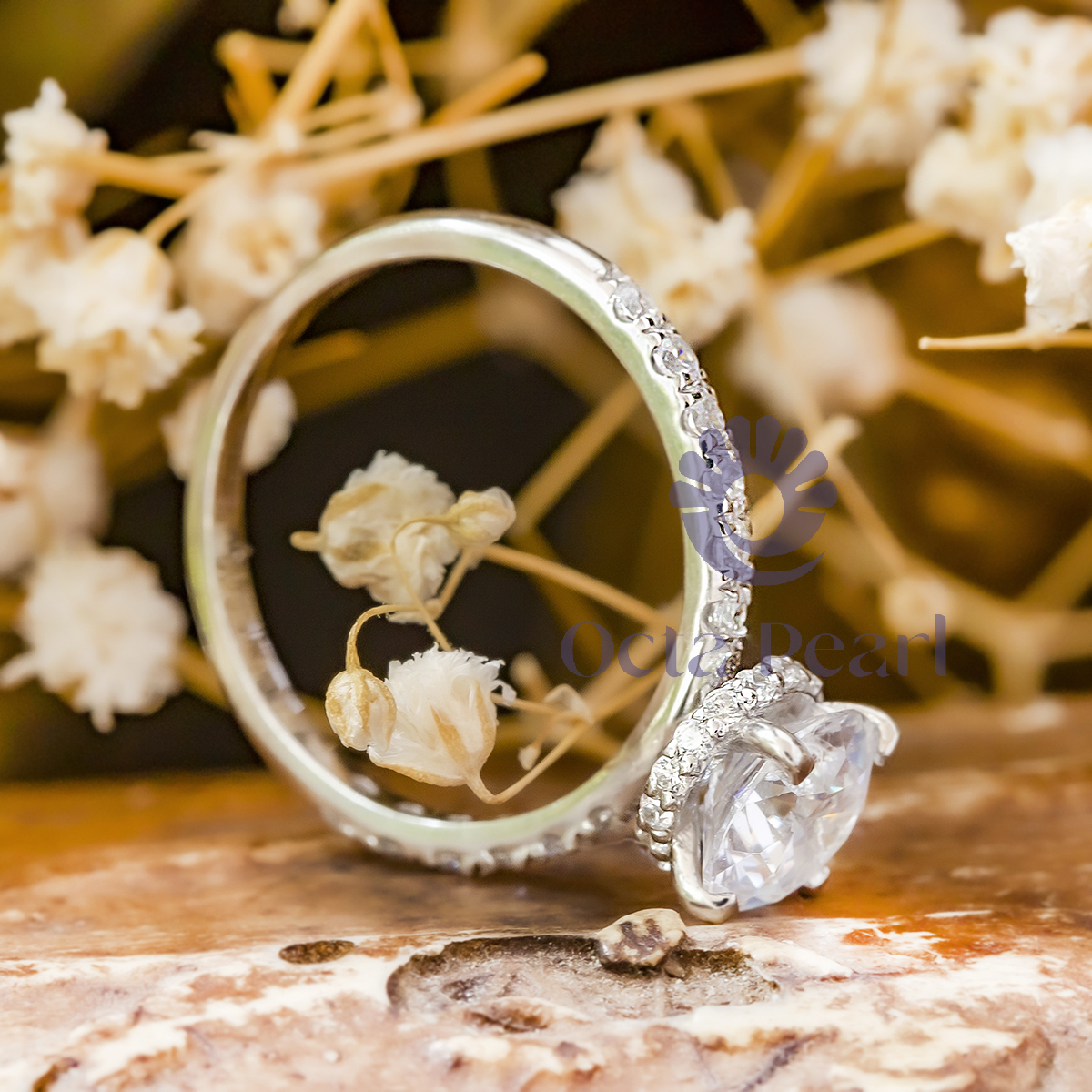 Round Moissanite Hidden Halo Engagement Ring