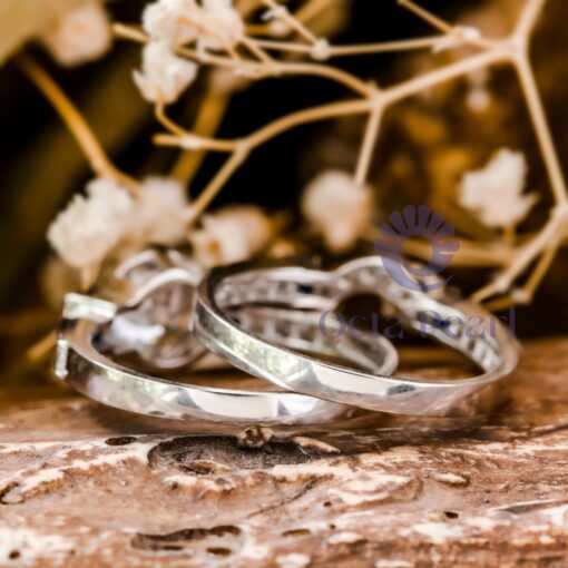 Round & Princess CZ Stone Milgrain Bridal Ring Set