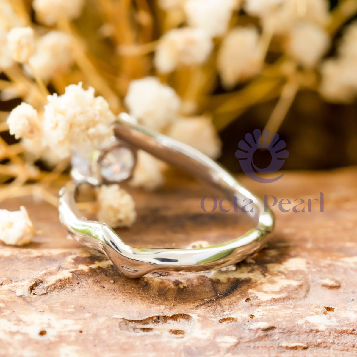 Moissanite Bypass Twig Engagement Ring