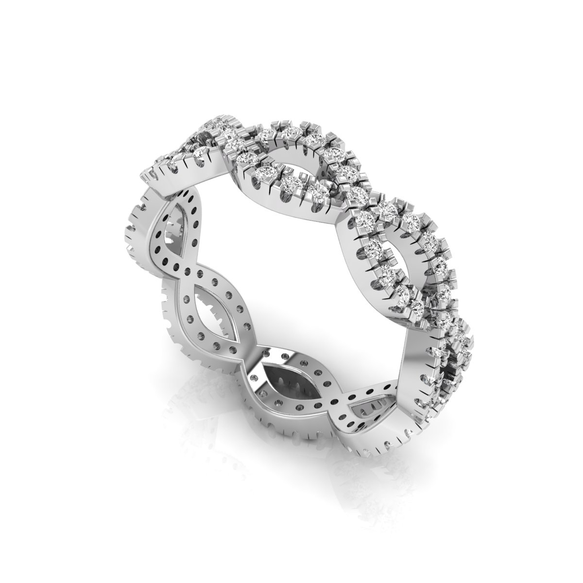 Round Moissanite Infinity Twisted Eternity Band