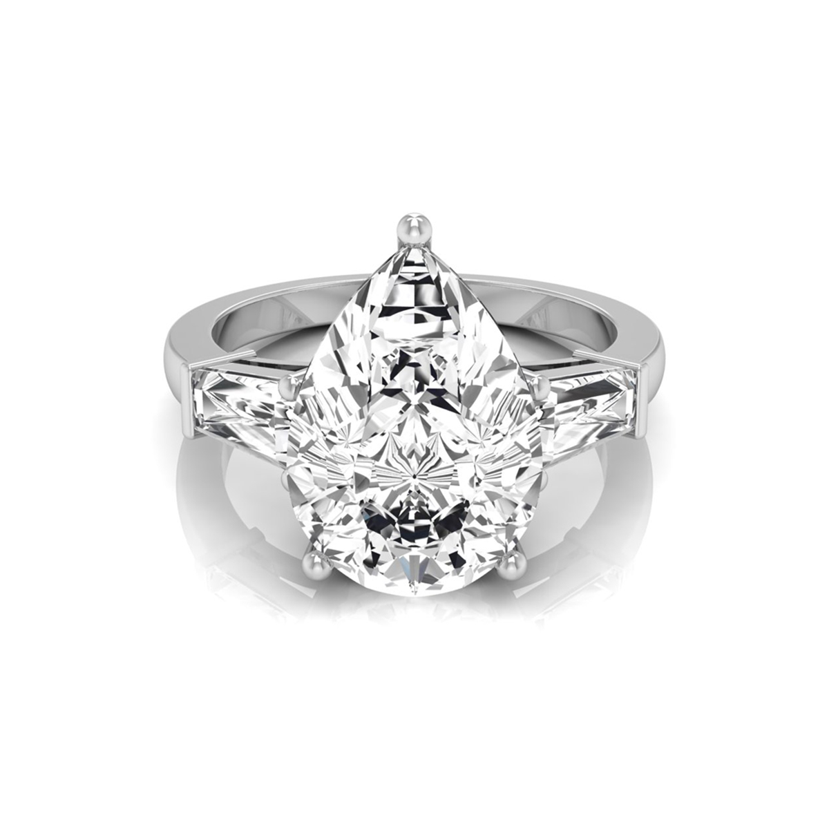 Pear CZ Stone Past Present Future Engagement Ring