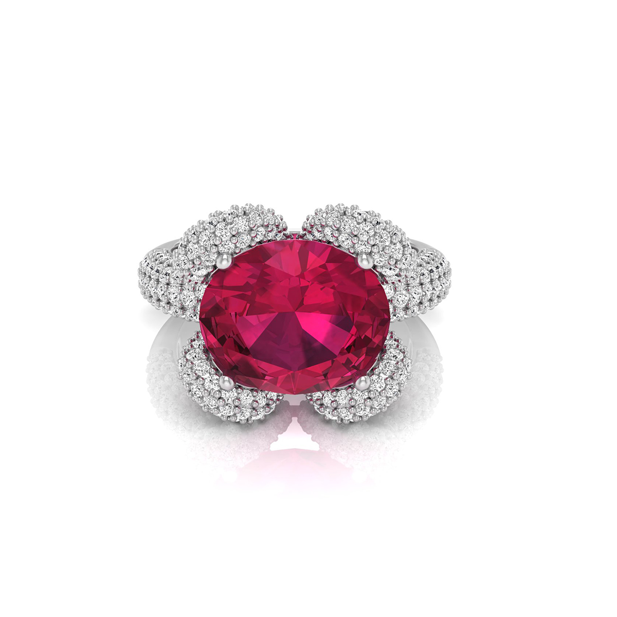 Pink Oval CZ Stone Designer Shank Proposal Ring