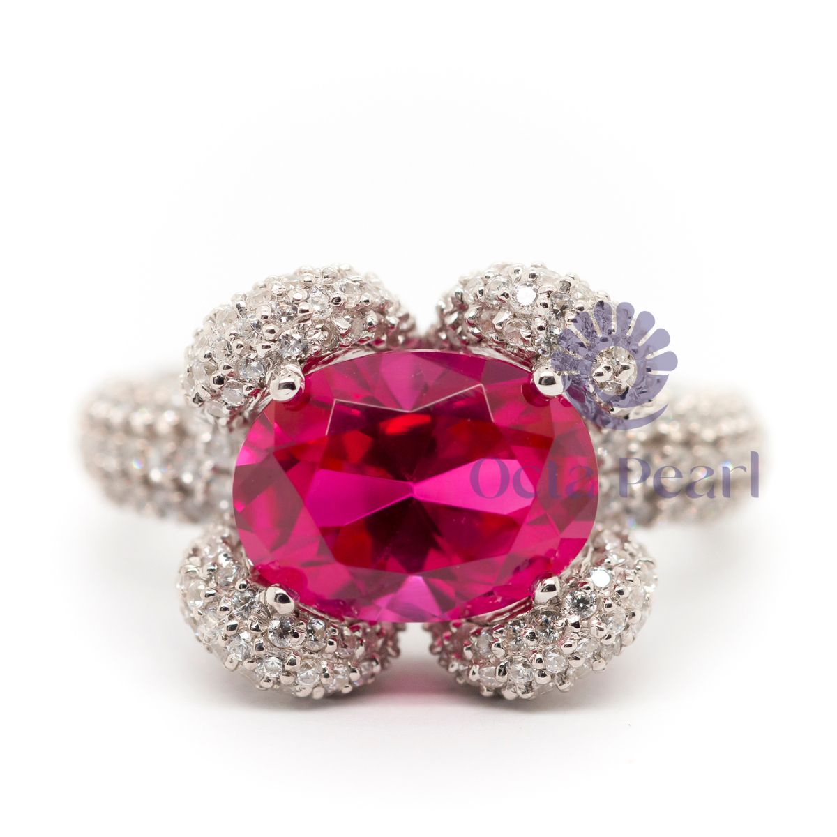 Pink Oval CZ Stone Ring